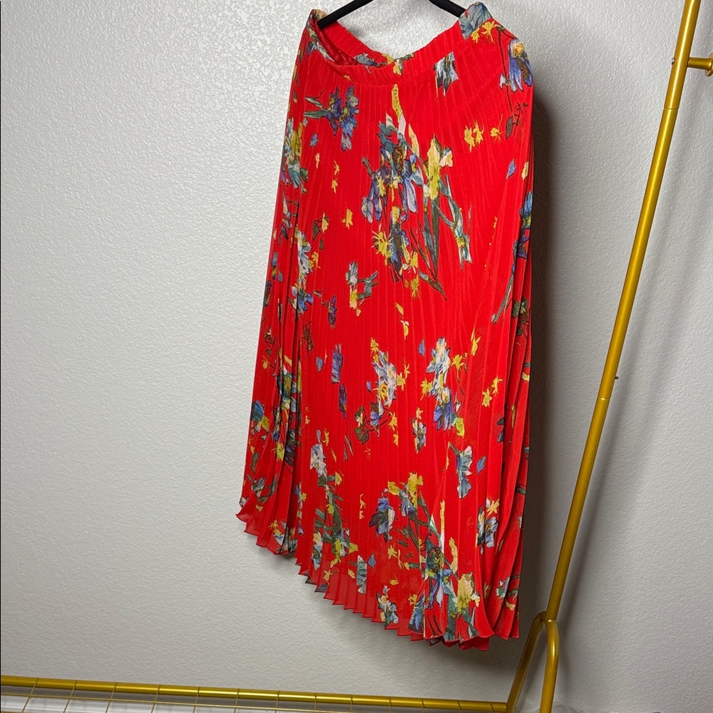 Vince Camuto Red Floral A-Line Skirt
